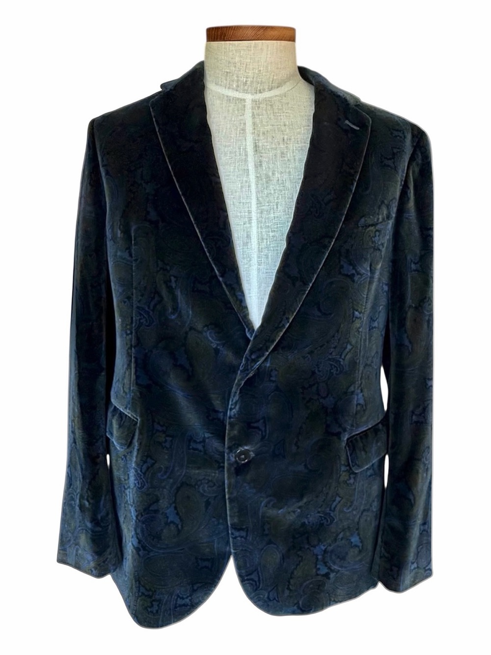 Gorgeous Calder Carmel Paisley 46 US Blazer 100% Cotton Double Vented Ret $1098